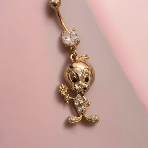 Goldtone Tweety Bird Pendant Belly Ring